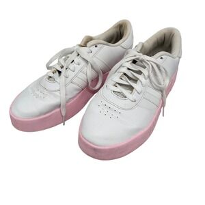 Adidas Womens VL Court Bold White Pink Platform Sneakers Shoes Size 10